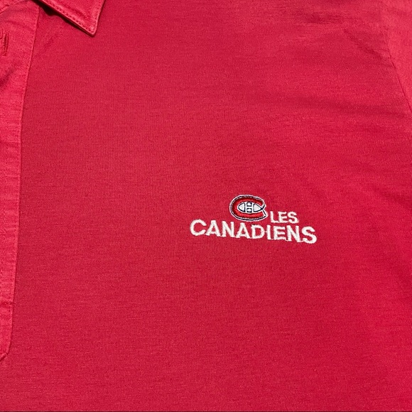 Les Canadiens De Montreal Red Polo Short Sleeve T-Shirt Vintage XL NHL CH - Picture 7 of 8